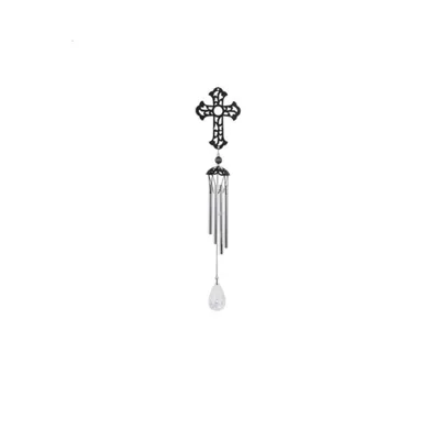 25" Long Metal Black Cross Wind Chime