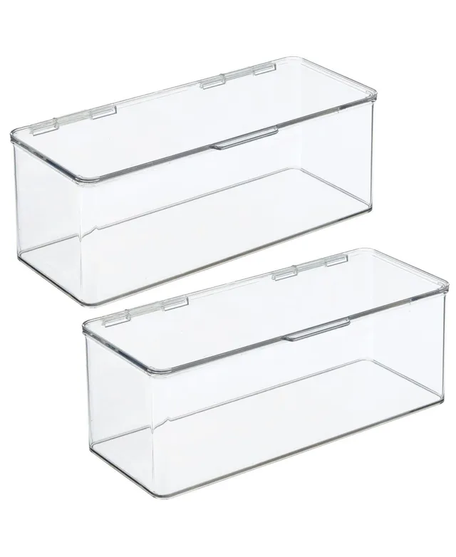 MDesign Divided Plastic Drawer Storage Organizer Container Bin, 2 Pack,  Clear