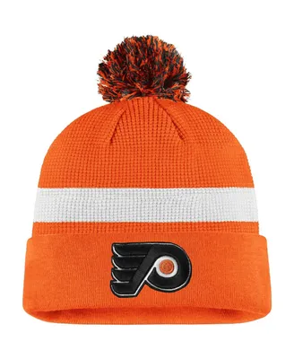 Men's Fanatics Orange, White Philadelphia Flyers 2020 Nhl Draft Authentic Pro Cuffed Pom Knit Hat
