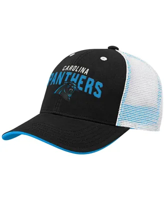 Big Boys and Girls Black, White Carolina Panthers Core Lockup Adjustable Hat