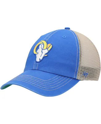 Men's '47 Brand Royal, Natural Los Angeles Rams Head Trawler Trucker Clean Up Snapback Hat