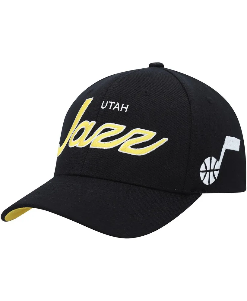 Men's Mitchell & Ness Black Utah Jazz Mvp Team Script 2.0 Stretch Snapback Hat