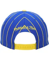 Men's Mitchell & Ness Royal, Gold Golden State Warriors Hardwood Classics Pinstripe Snapback Hat
