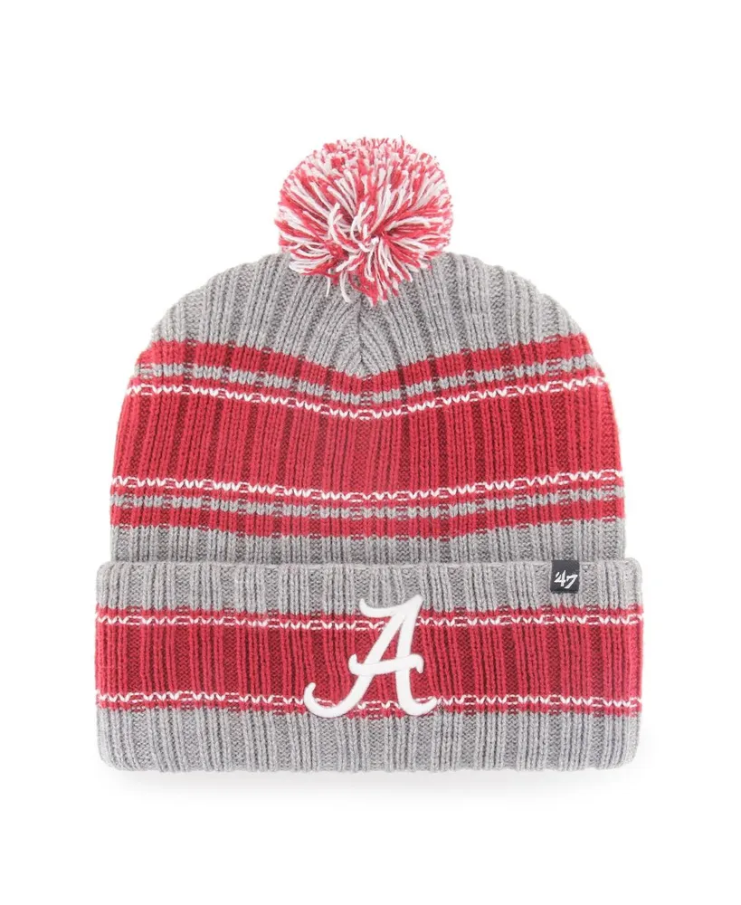 Men's '47 Brand Gray Alabama Crimson Tide Rexford Cuffed Knit Hat with Pom