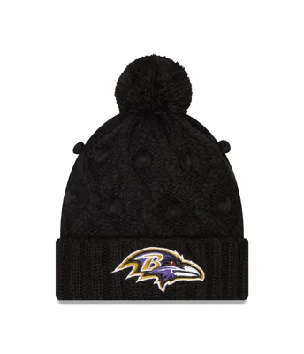 Women's New Era Black Baltimore Ravens Toasty Cuffed Knit Hat with Pom