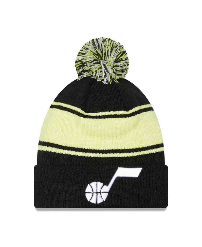 Men's New Era Black Utah Jazz Chilled Cuffed Knit Hat with Pom