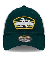 Men's New Era Green, White Oakland Athletics Logo Patch 9FORTY Trucker Snapback Hat