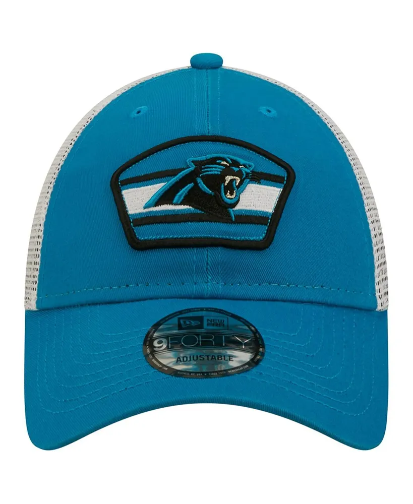 Men's New Era Blue, White Carolina Panthers Logo Patch Trucker 9FORTY Snapback Hat