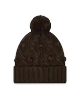 Big Girls New Era Brown Cleveland Browns Toasty Cuffed Knit Hat with Pom