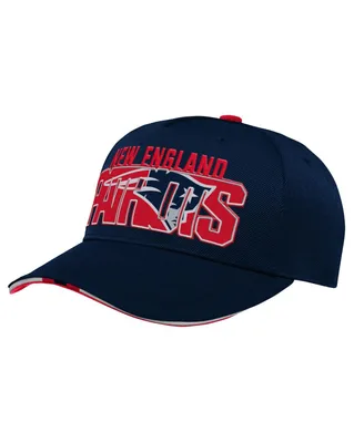 Big Boys and Girls Navy New England Patriots On Trend Precurved A-Frame Snapback Hat