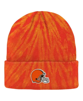 Big Boys and Girls Orange Cleveland Browns Tie-Dye Cuffed Knit Hat