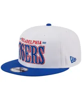 Men's New Era White Philadelphia 76ers Team Stack 9FIFTY Snapback Hat