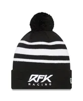 Men's New Era Black, White Roush Fenway Keselowski Racing Knit Pom Cuff Beanie