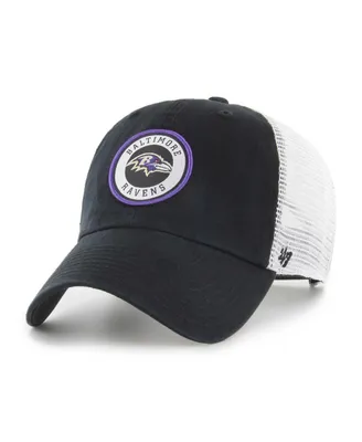 Men's '47 Brand Black, White Baltimore Ravens Highline Clean Up Trucker Snapback Hat