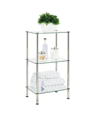 mDesign Metal/Glass 3-Tier Storage Tower with Open Glass Shelves - Chrome/Clear