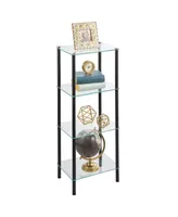 mDesign 4-Tier Glass/Metal Standing Shelf Organizer Display Unit, Black/Clear