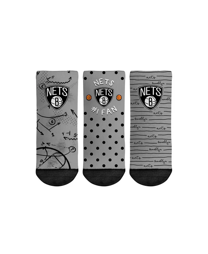 Toddler Boys and Girls Rock Em Socks Brooklyn Nets #1 Fan 3-Pack Crew Socks Set