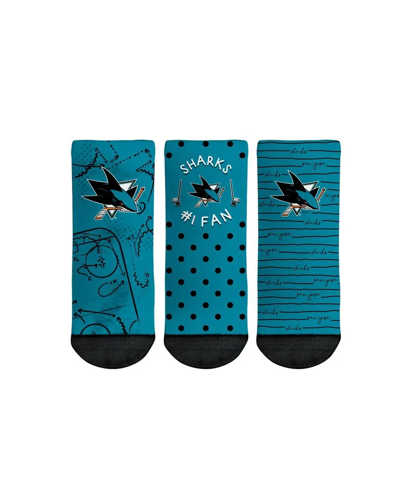 Toddler Boys and Girls Rock Em Socks San Jose Sharks #1 Fan 3-Pack Crew Socks Set