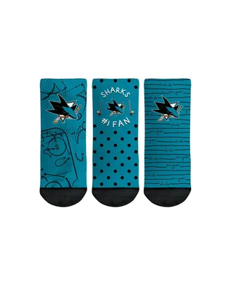 Toddler Boys and Girls Rock Em Socks San Jose Sharks #1 Fan 3-Pack Crew Socks Set