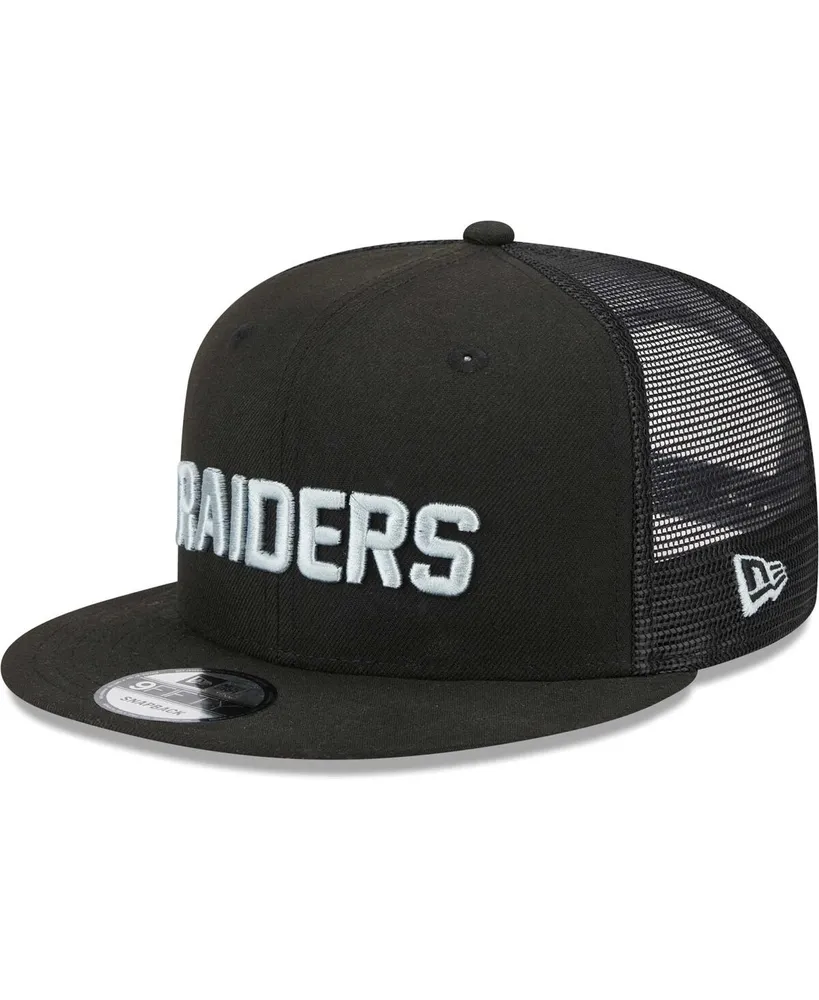 Men's New Era Black Las Vegas Raiders Stacked Trucker 9FIFTY Snapback Hat
