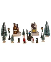 Kurt Adler 5" Battery Operated Lit Christmas Village 17 Piece Set