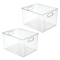 mDesign Plastic Kitchen Pantry Storage Organizer Container Bin - 2 Pack - Clear