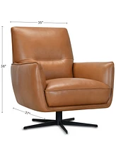 Jeddo 35" Leather Swivel Accent Chair, Created for Macy's