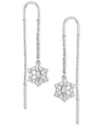 Ava Nadri Silver-Tone Pave Snowflake Earrings