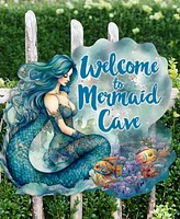 Designocracy Holiday Door Decor Wooden Welcome Sign Welcome to Mermaid Cave G. DeBrekht