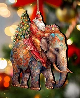 Designocracy Santa on Elephant Christmas Wooden Ornaments Holiday Decor G. DeBrekht