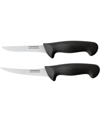 Cook N Home Boning Knife Set 6-inch, High Carbon Stainless Steel Flexible Curved and Straight Stiff Boning Kitchen Knives 2