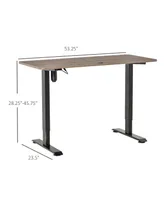 Vinsetto Electric Height Adjustable Standing Desk with 54" Desktop, Teak/Black