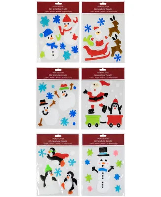 Northlight Double Sided Christmas Gel Window Clings, Set of 6