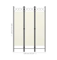 vidaXL 3-Panel Room Divider White 47.2"x70.9"