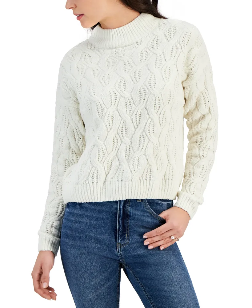 Planet Heart Juniors' Cable-Knit Chenille Sweater