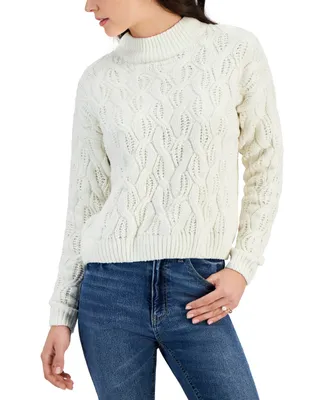 Planet Heart Juniors' Cable-Knit Chenille Sweater