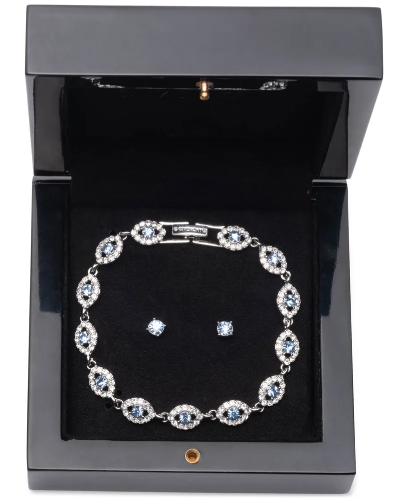 Givenchy Silver-Tone 2-Pc. Set Stone & Crystal Link Bracelet & Crystal Stud Earrings