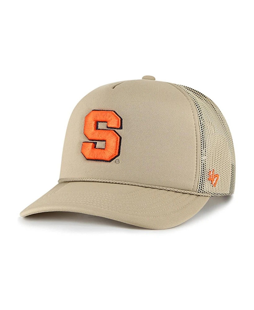 Men's '47 Brand Khaki Syracuse Orange Foam Front Mesh Trucker Snapback Hat