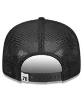 Men's New Era Black Philadelphia 76ers Evergreen 9FIFTY Trucker Snapback Hat