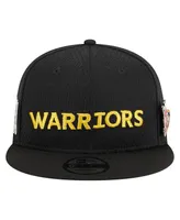 Men's New Era Black Golden State Warriors Post-Up Pin Mesh 9FIFTY Snapback Hat