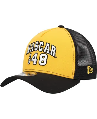 Men's New Era Gold, Black Nascar 9FORTY A-Frame Trucker Snapback Hat