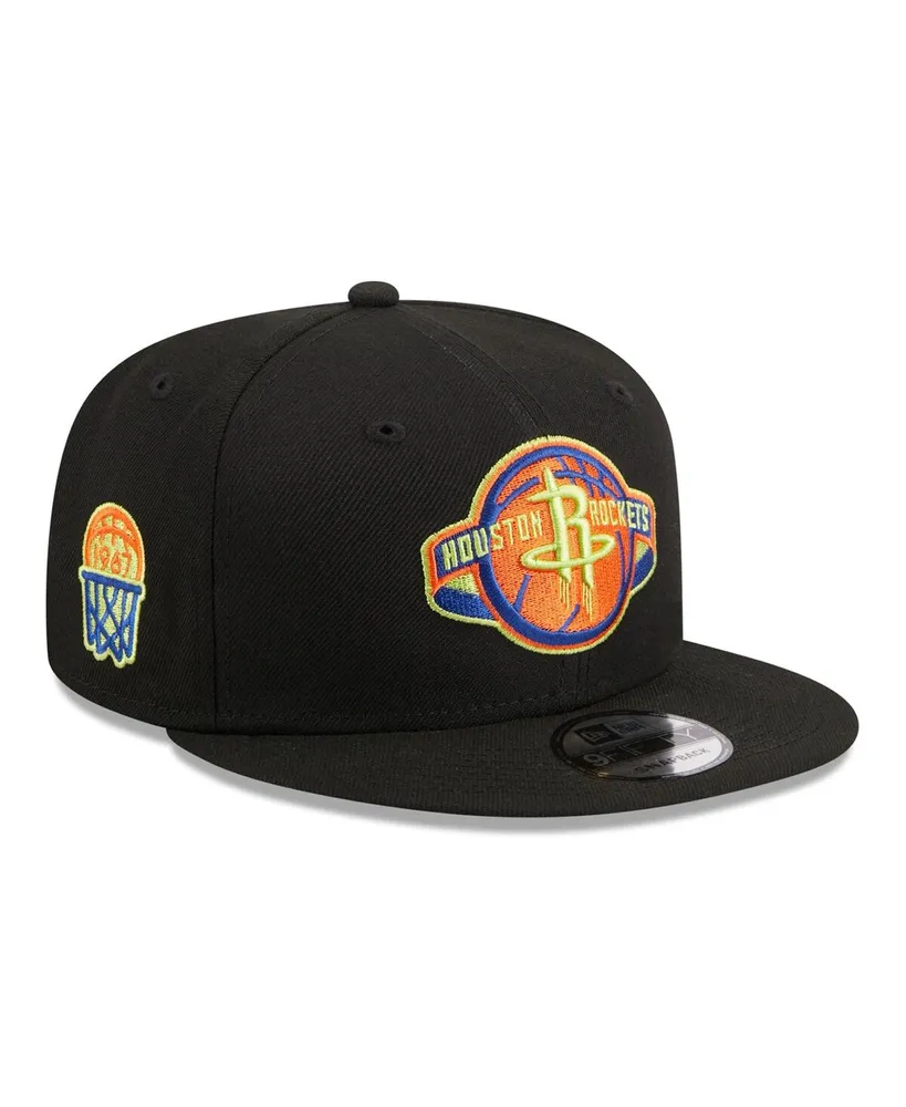 Men's New Era Black Houston Rockets Neon Pop 9FIFTY Snapback Hat