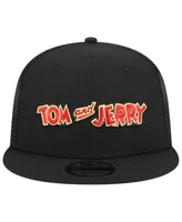 Men's New Era Black Tom and Jerry Wordmark Trucker 9FIFTY Snapback Hat