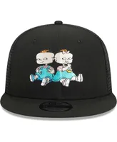 Men's and Women's New Era Black Rugrats Phil & Lil Trucker 9FIFTY Snapback Hat