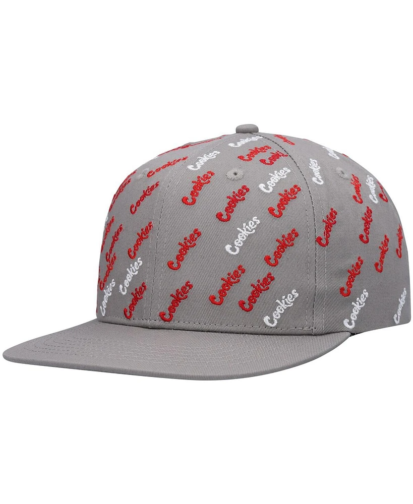 Men's Cookies Gray Triple Beam Allover Print Snapback Hat