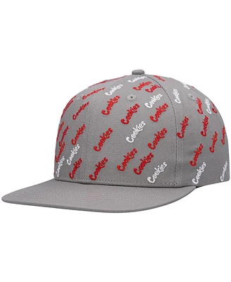 Men's Cookies Gray Triple Beam Allover Print Snapback Hat