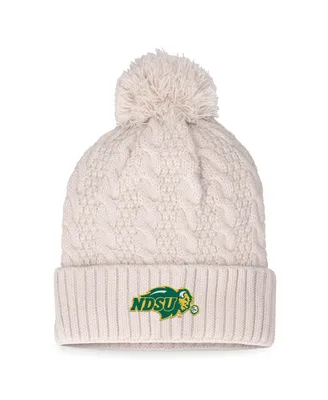 Women's Top of the World Cream Ndsu Bison Pearl Cuffed Knit Hat with Pom
