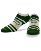 Women's For Bare Feet Oakland Athletics Block Stripe Fuzzy Ankle Socks