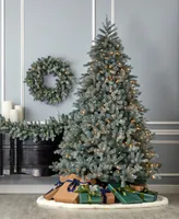 Seasonal Spruce 7.5' Pre-Lit Pe Mixed Pvc Tree with Metal Standing, 2450 Tips, 500 Warm Led, Ez-Connect, Remote, Storage Bag