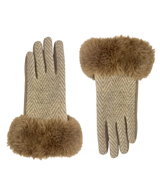 Marcus Adler Chevron Faux Fur Cuff Touchscreen Jersey Glove